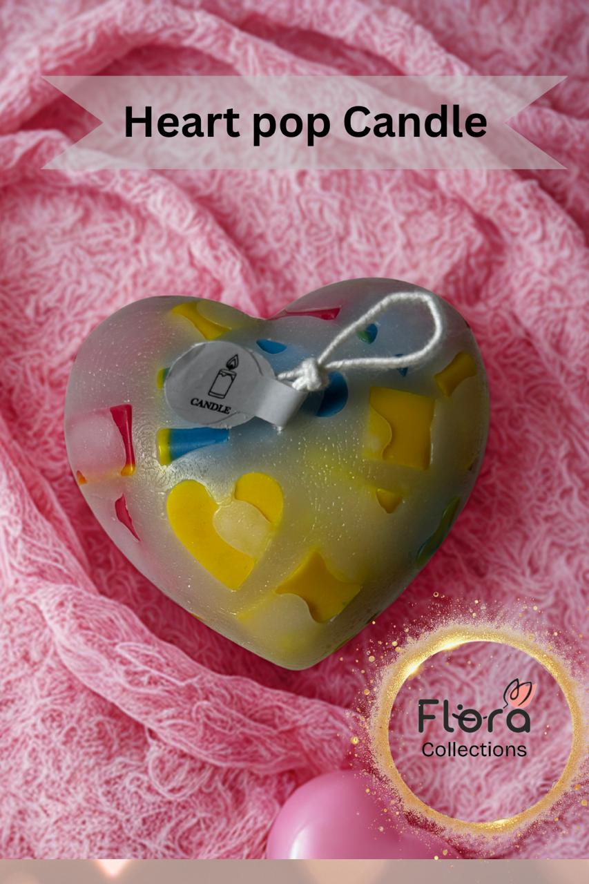 Heart Pop Candle – Colorful Embedded Heart Design | Romantic Gifting Candle
