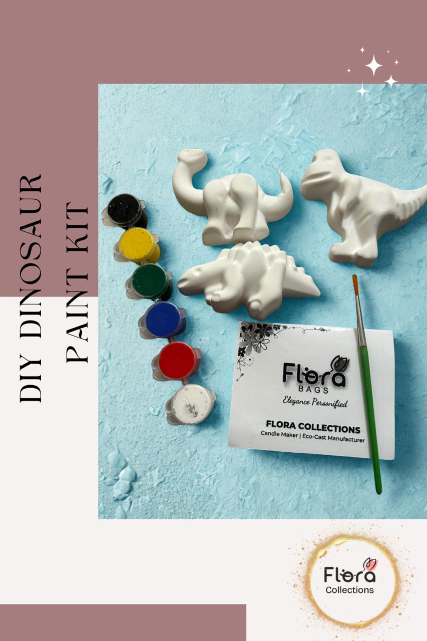 DIY Dinosaur Painting Kit – Gypsum Figurines with Paints & Brush, Kids Creative Activity Set (Pack Of 12)