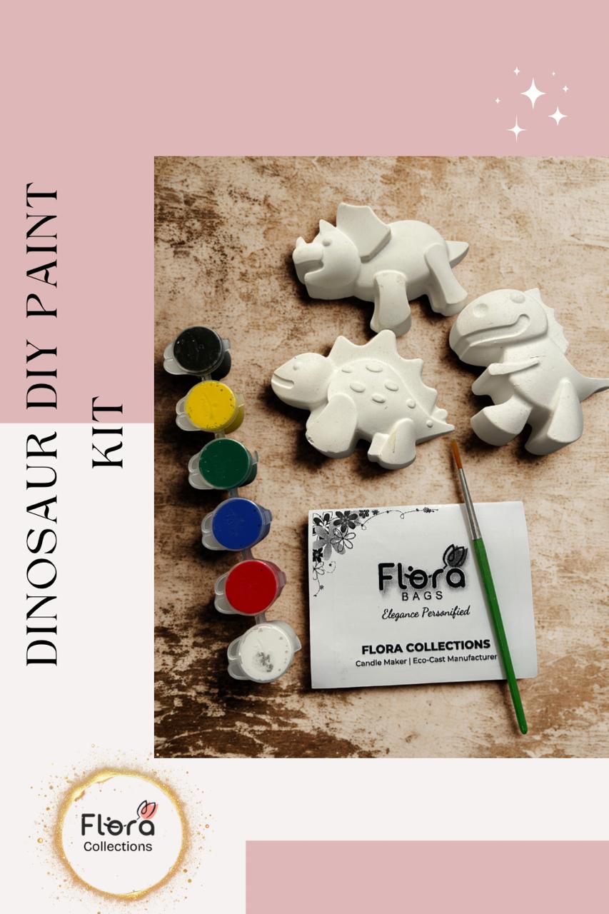 Dinosaur DIY Painting Kit – Gypsum Props with Paints, Brush & User Manual | Kids Creative Activity Set (Pack Of 12)