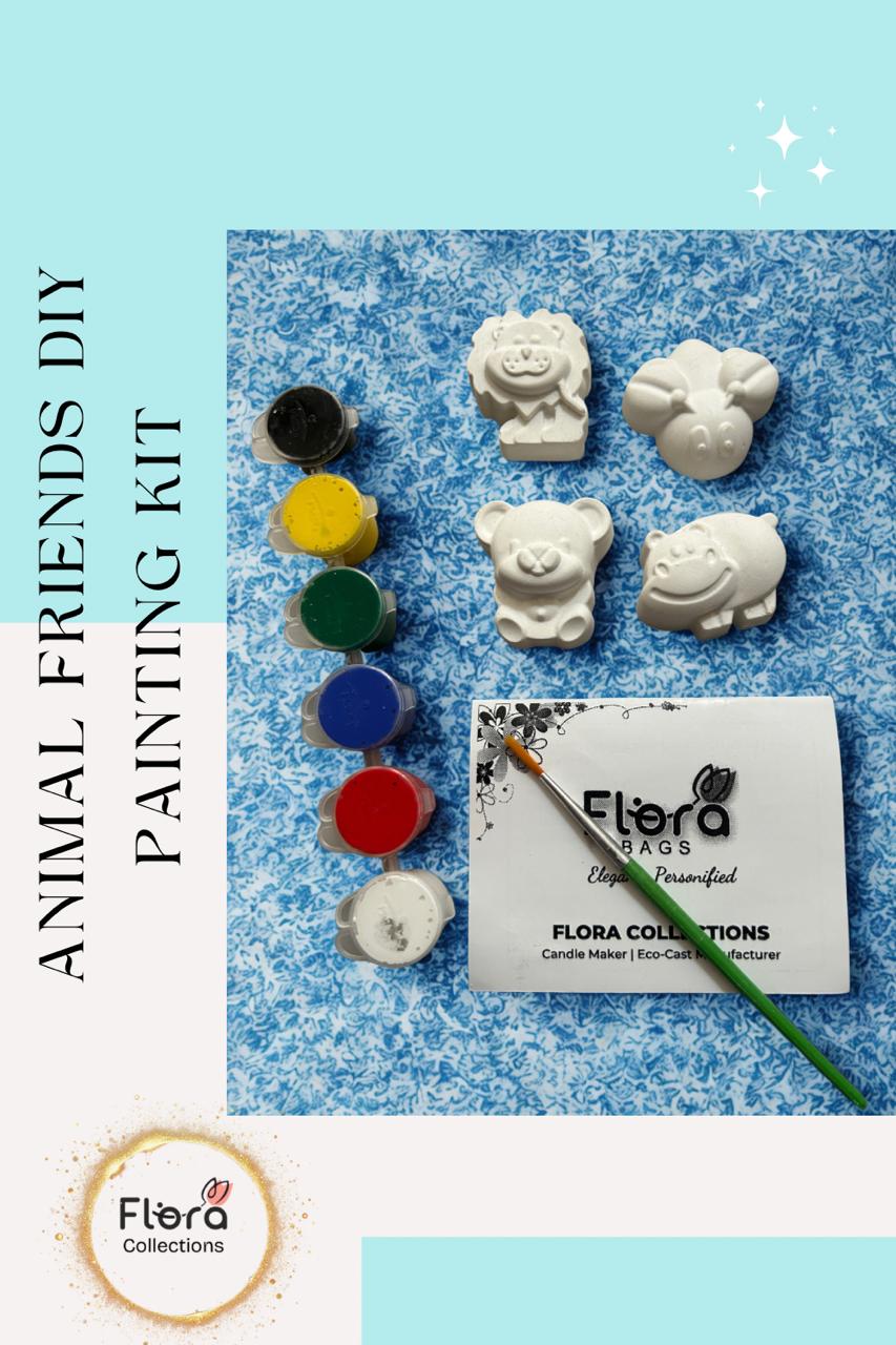 Animal Friends DIY Painting Kit – Gypsum Props with Paints, Brush & Manual | Creative Kids Art Set (Pack Of 12)