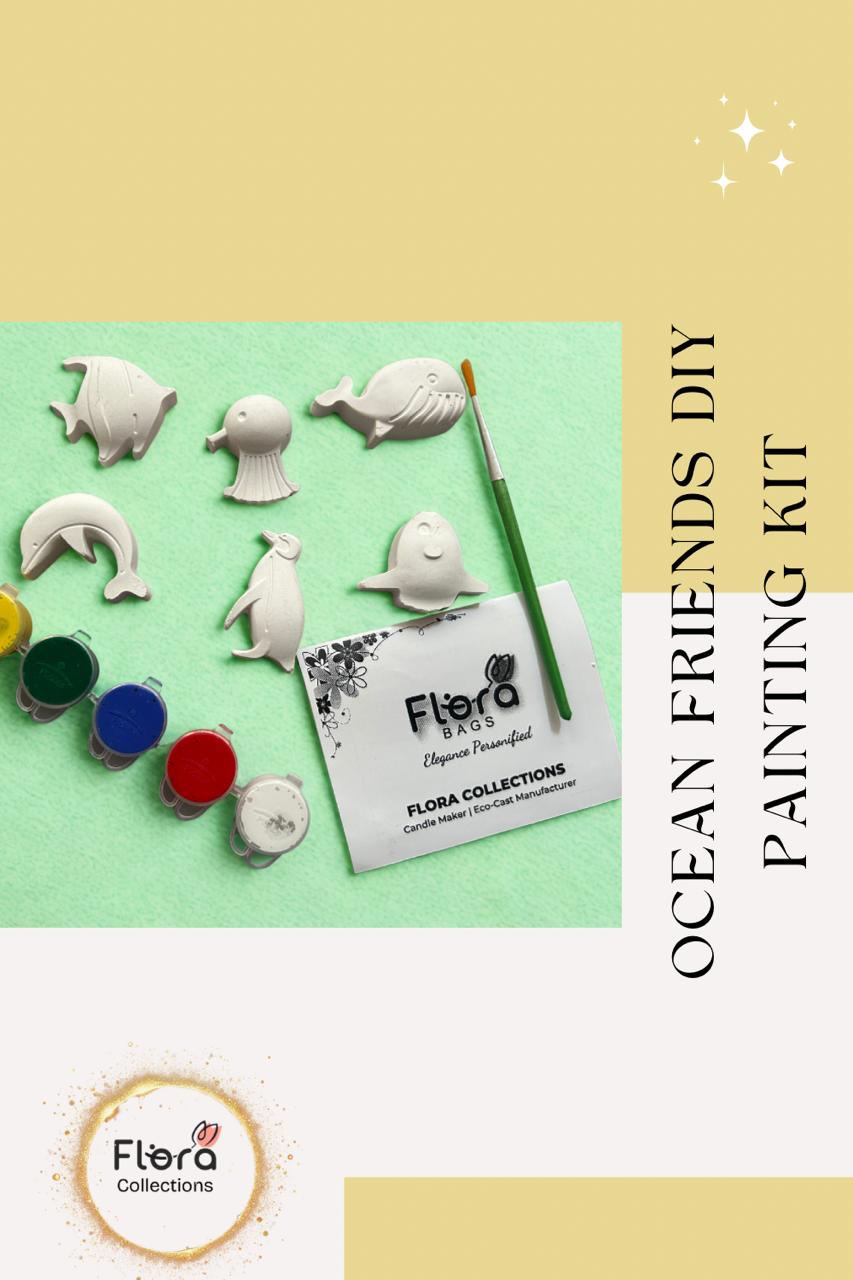 Ocean Friends DIY Painting Kit – Gypsum Activity Set for Kids, With Paints & Brush (Pack Of 12)