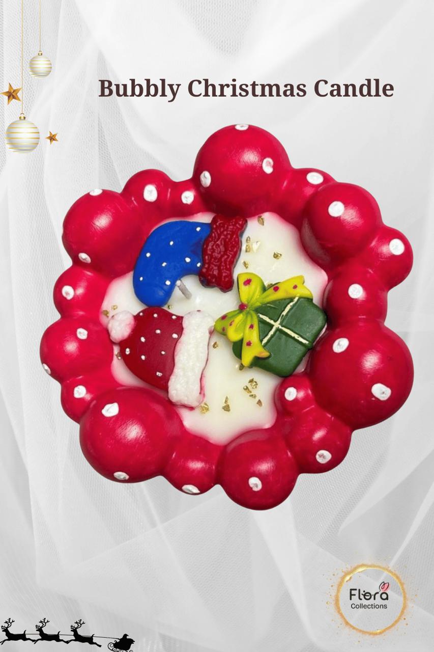 Bubbly Christmas Candle  –  Gypsum Coaster Soy Wax Candle with Aqua Breeze Fragrance