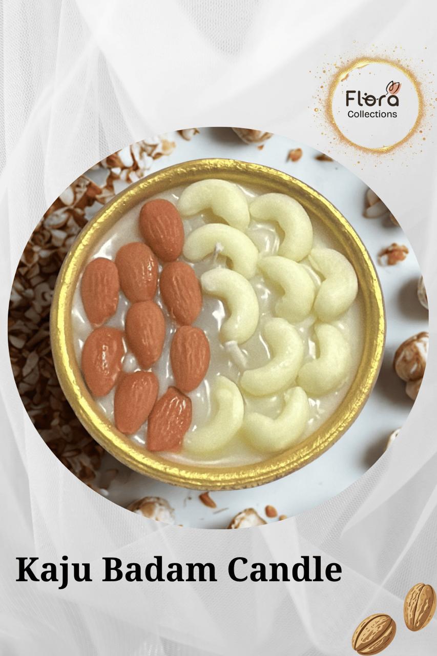 Kaju Badam Candle – Soy Wax Saffron Scented Food-Themed Candle | Artistic Décor & Gifting