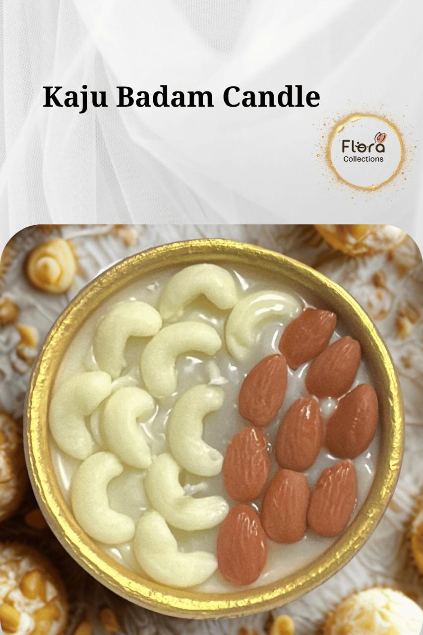 Kaju Badam Candle – Soy Wax Saffron Scented Food-Themed Candle | Artistic Décor & Gifting