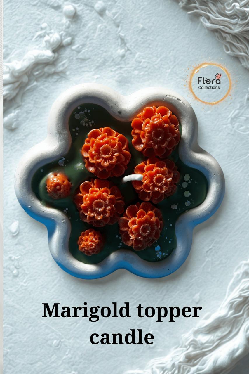 Marigold Floral Candle – Gypsum Base with Soy Wax | Festive Decorative Mood-Lifting Candle