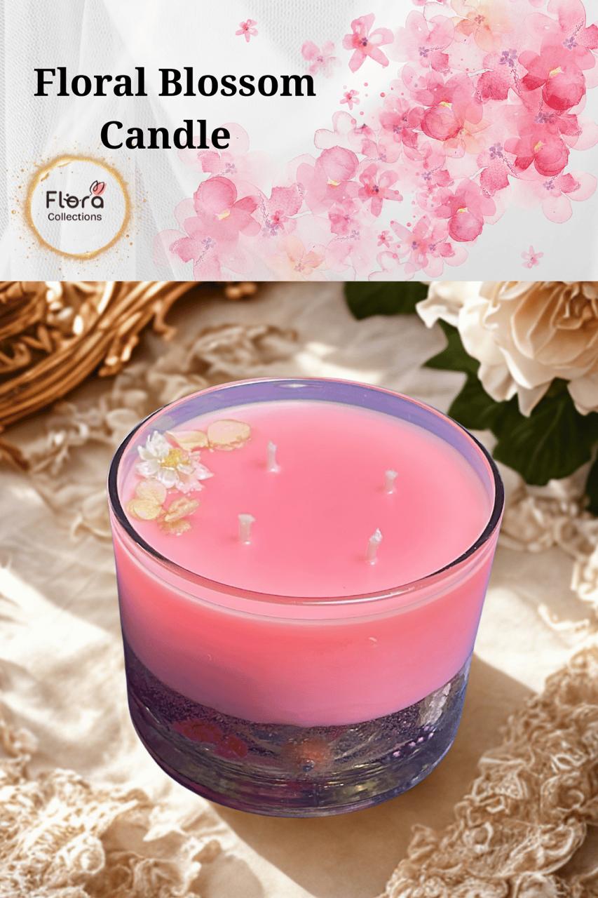 Floral Blossom Candle – Designer Soy Wax Candle with Floral Base | Tropical Passion Fragrance