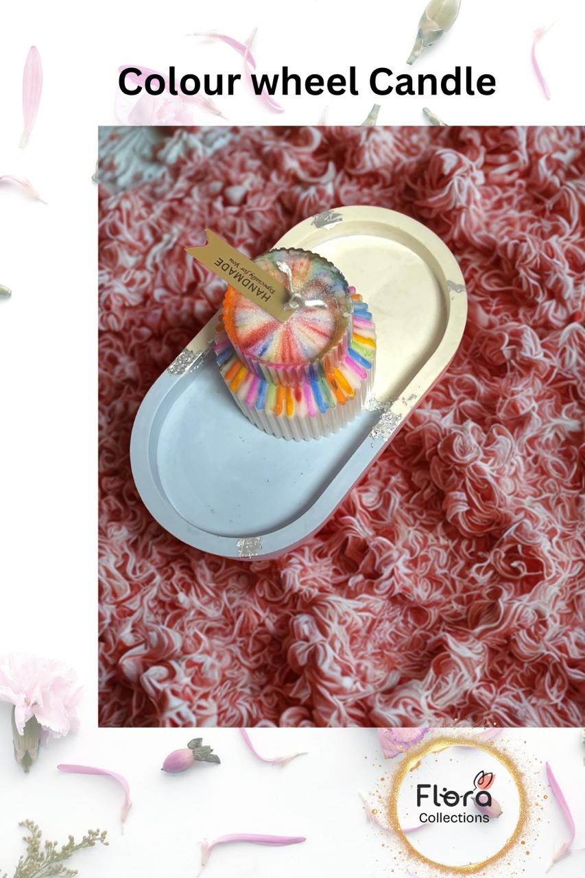 Color Wheel Pillar Candle – Beeswax Art Candle with Fragrance | Colorful Décor Piece