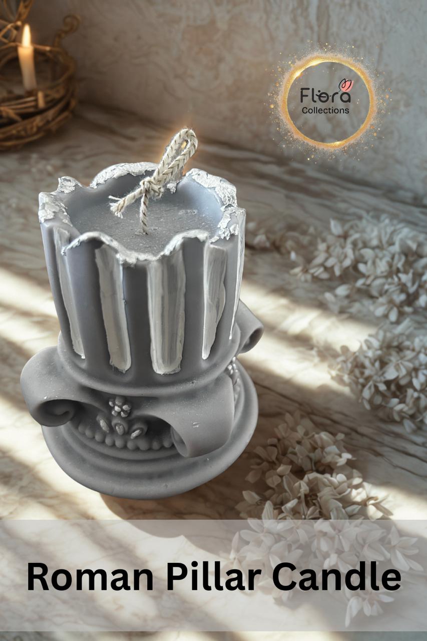 Roman Pillar Candle – Architectural Theme Soy Wax Candle | Forest Fragrance Décor Piece