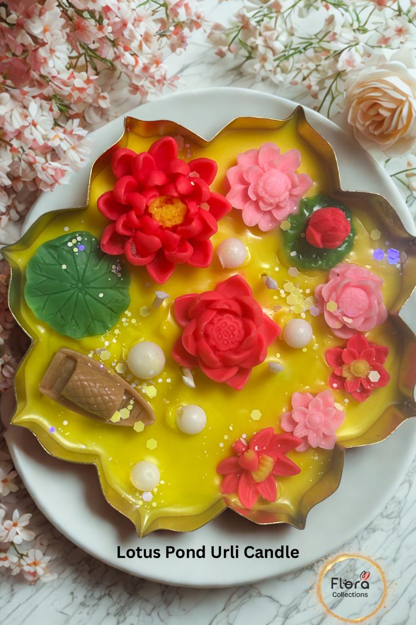 4Lotus Urli Candle – Soy Wax Lotus Fragrance Candle | Elegant Floral Decor Piece